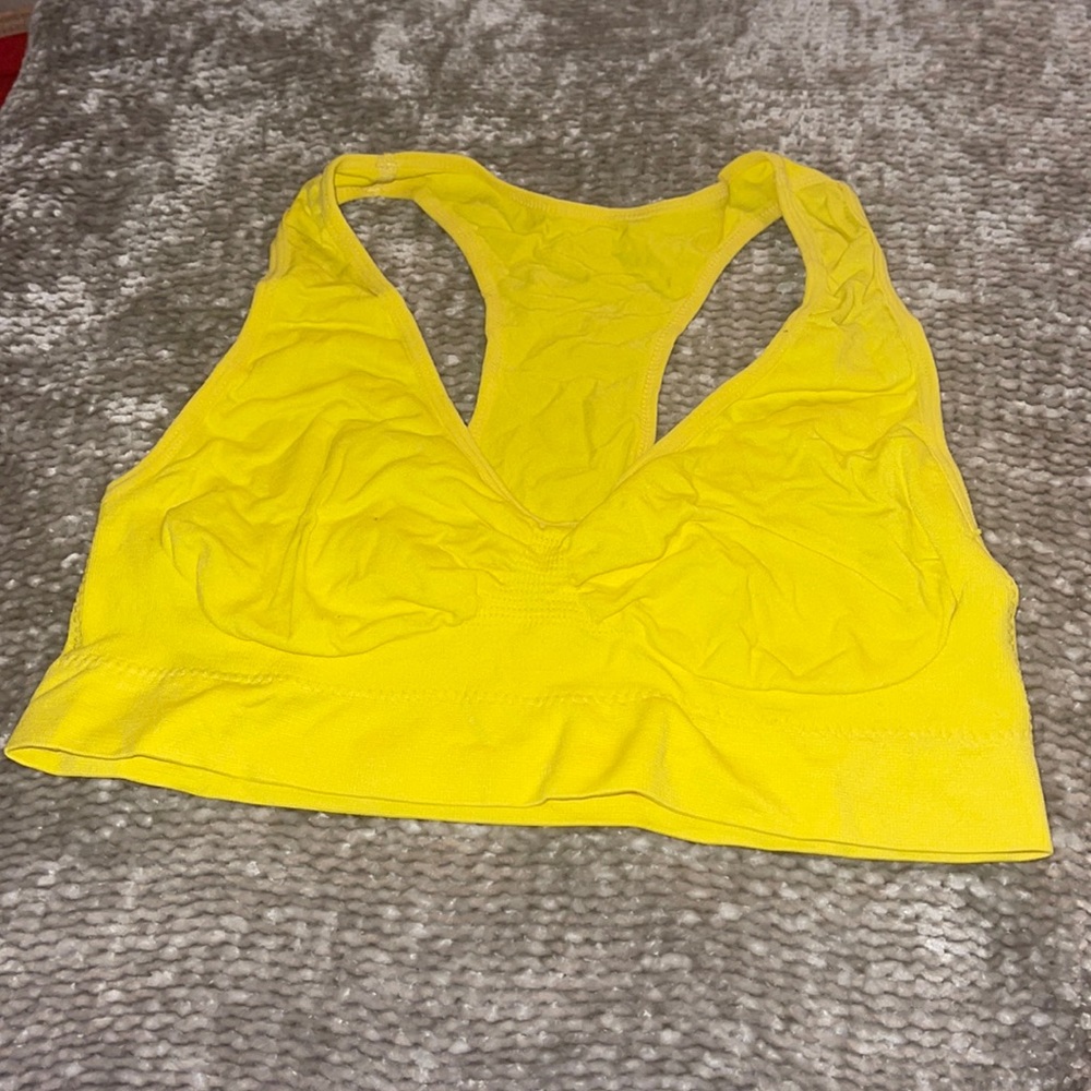 Yellow soft cup sports bra